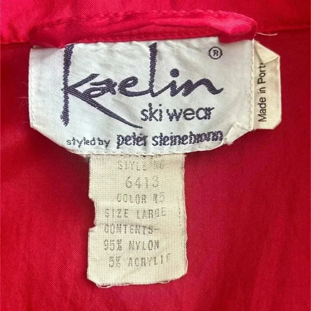 Vintage 80s Kaelin Ski Wear Windbreaker Mens Large Red Pullover Casual Jacket‎